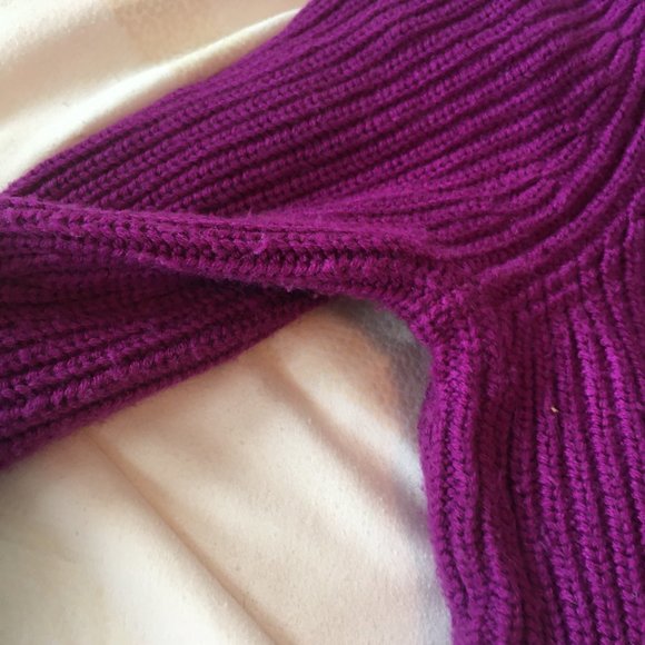 Ted Baker Finda Scallop Edge Ribbed Sweater deep purple pink size 1 - Picture 7 of 13